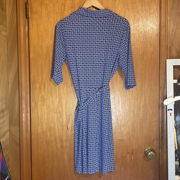 •EN FOCUS STUDIOS•NWOT BLUE/WHITE SQUARE CHECKERED 3/4 SLEEVE MIDI DRESS SIZE 14 - Picture 7 of 7